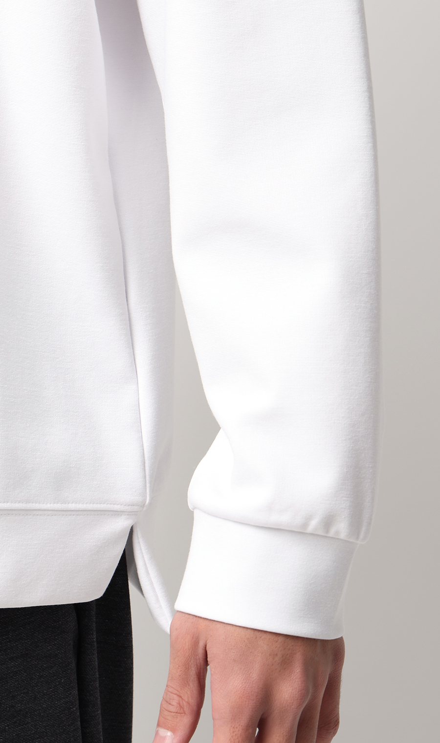 ゼロプレッシャーポンチクルーネックＴシャツ【長袖】 ホワイト S