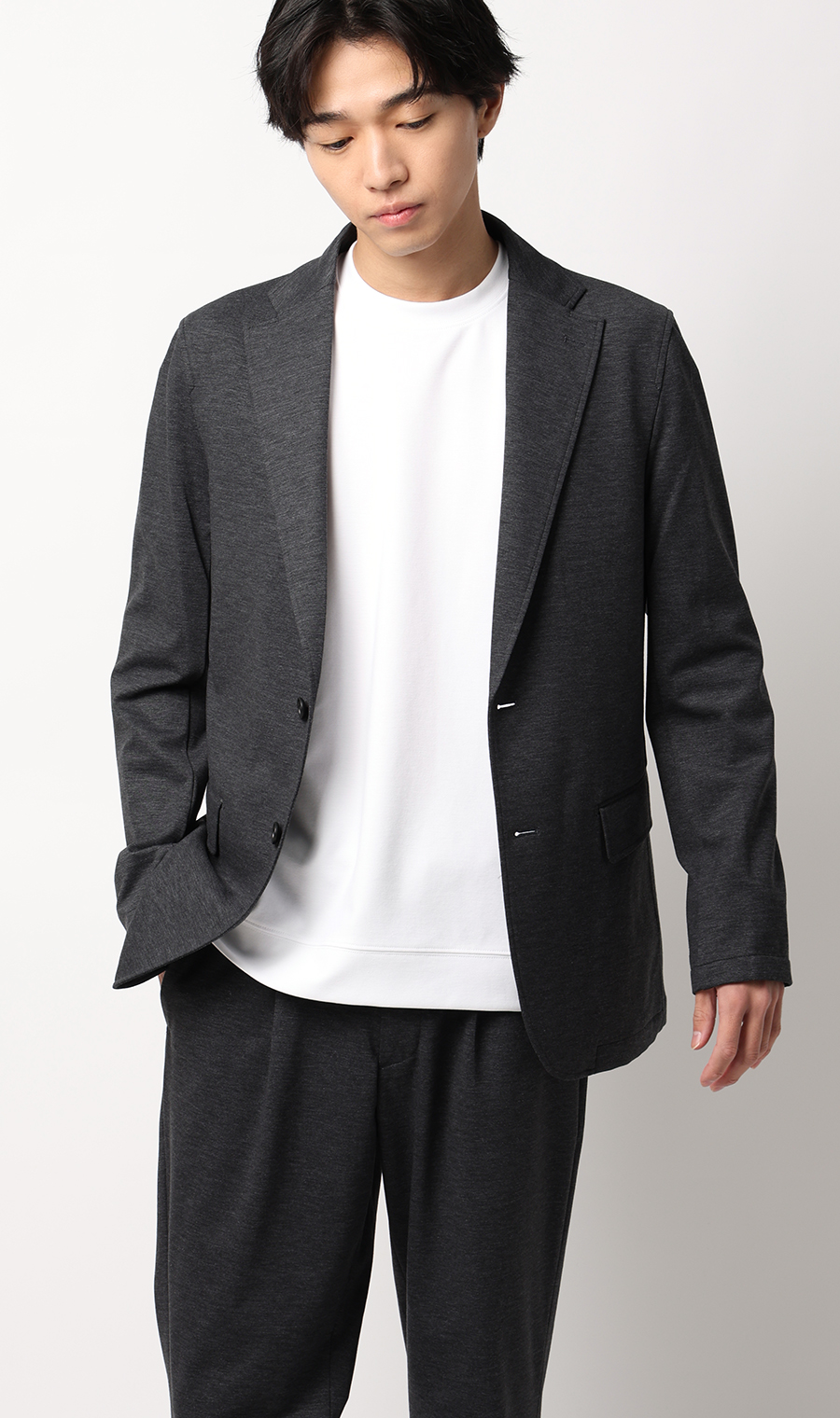 ゼロプレッシャーポンチクルーネックＴシャツ【長袖】 ホワイト S