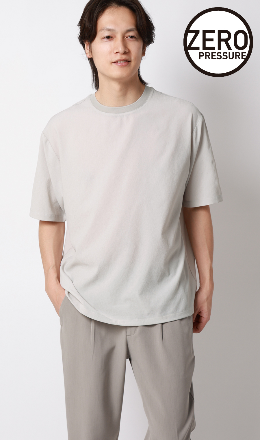 ゼロプレッシャーTシャツ【半袖】 ライトグレー S
