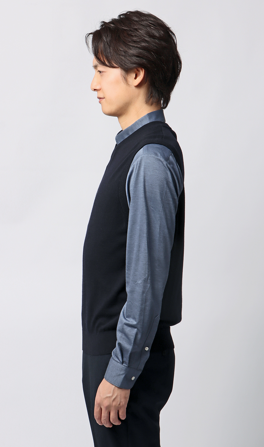 Vネックニットベスト【毛玉CLEAR】【＃すごセーター】 ネイビー S