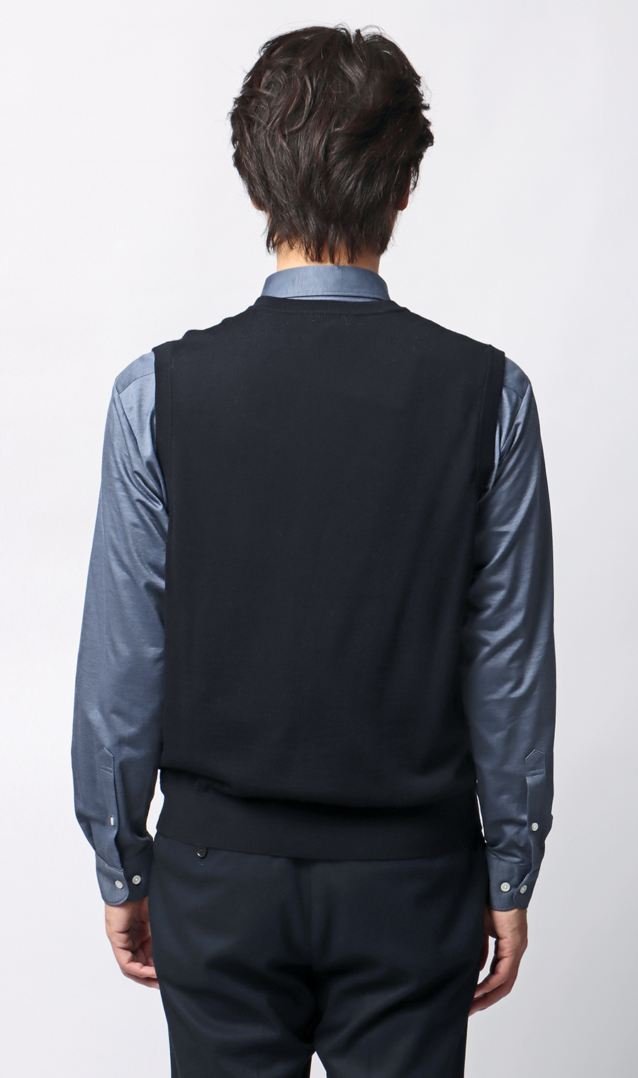 Vネックニットベスト【毛玉CLEAR】【＃すごセーター】 ネイビー S