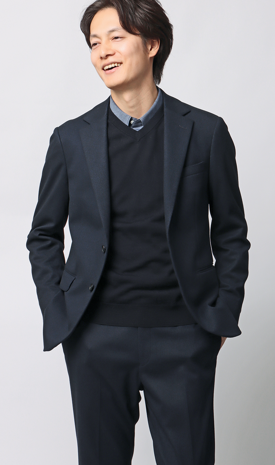 Vネックニットベスト【毛玉CLEAR】【＃すごセーター】 ネイビー S