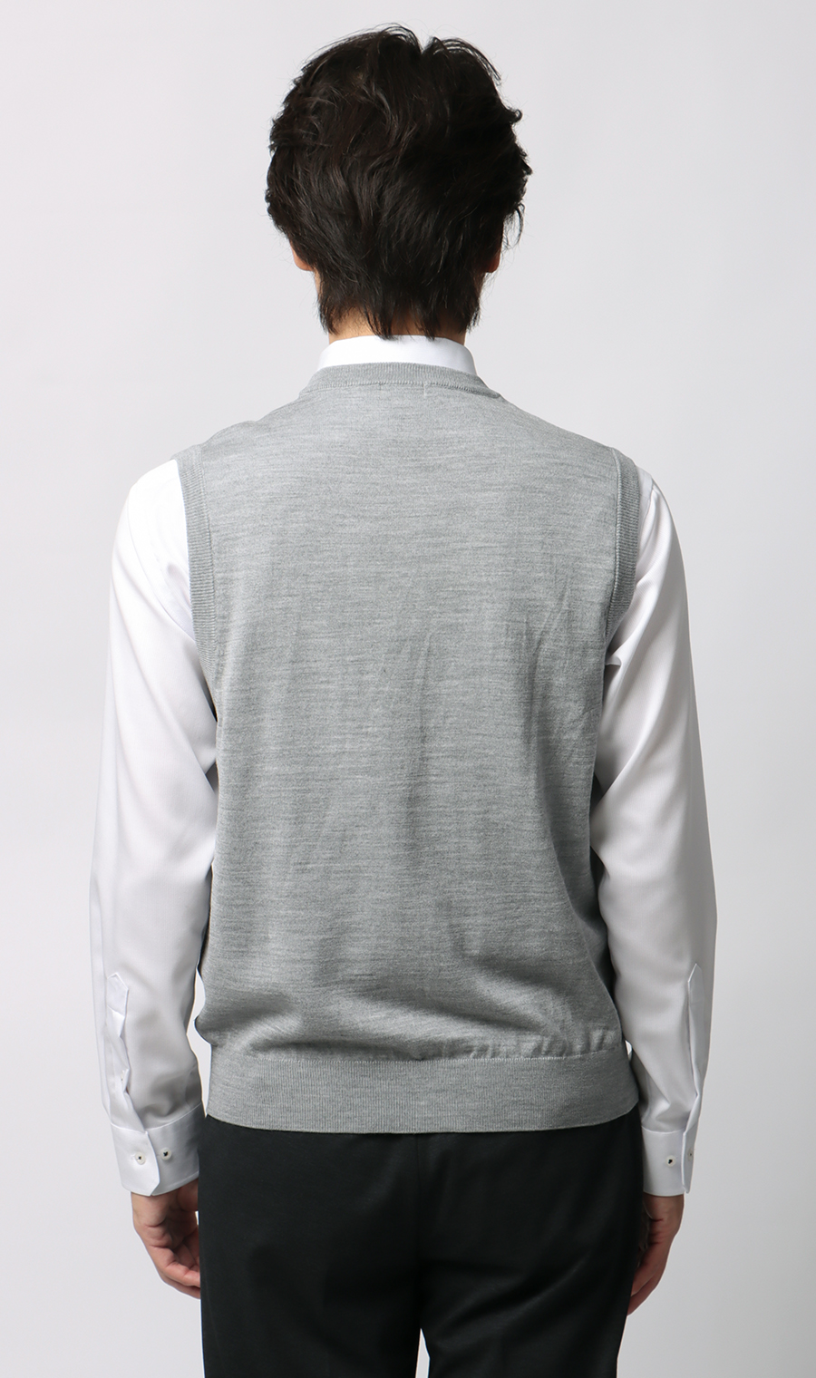 Vネックニットベスト【毛玉CLEAR】【#すごセーター】 ライトグレー S