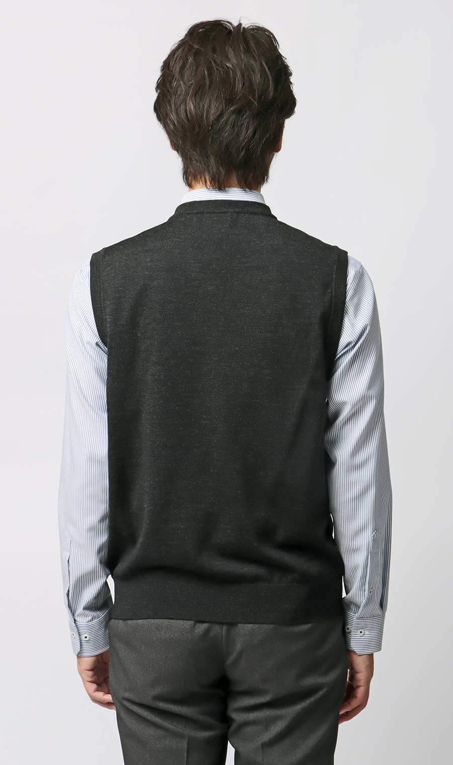 Vネックニットベスト【毛玉CLEAR】【＃すごセーター】 チャコール S