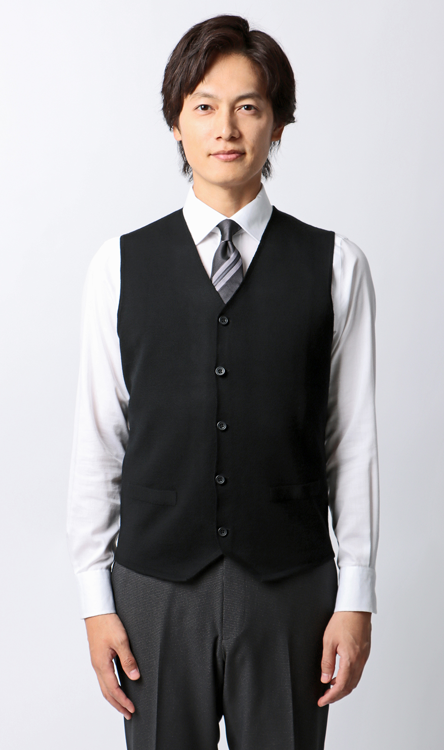 前開きニットジレ【毛玉CLEAR】【＃すごセーター】 ブラック S