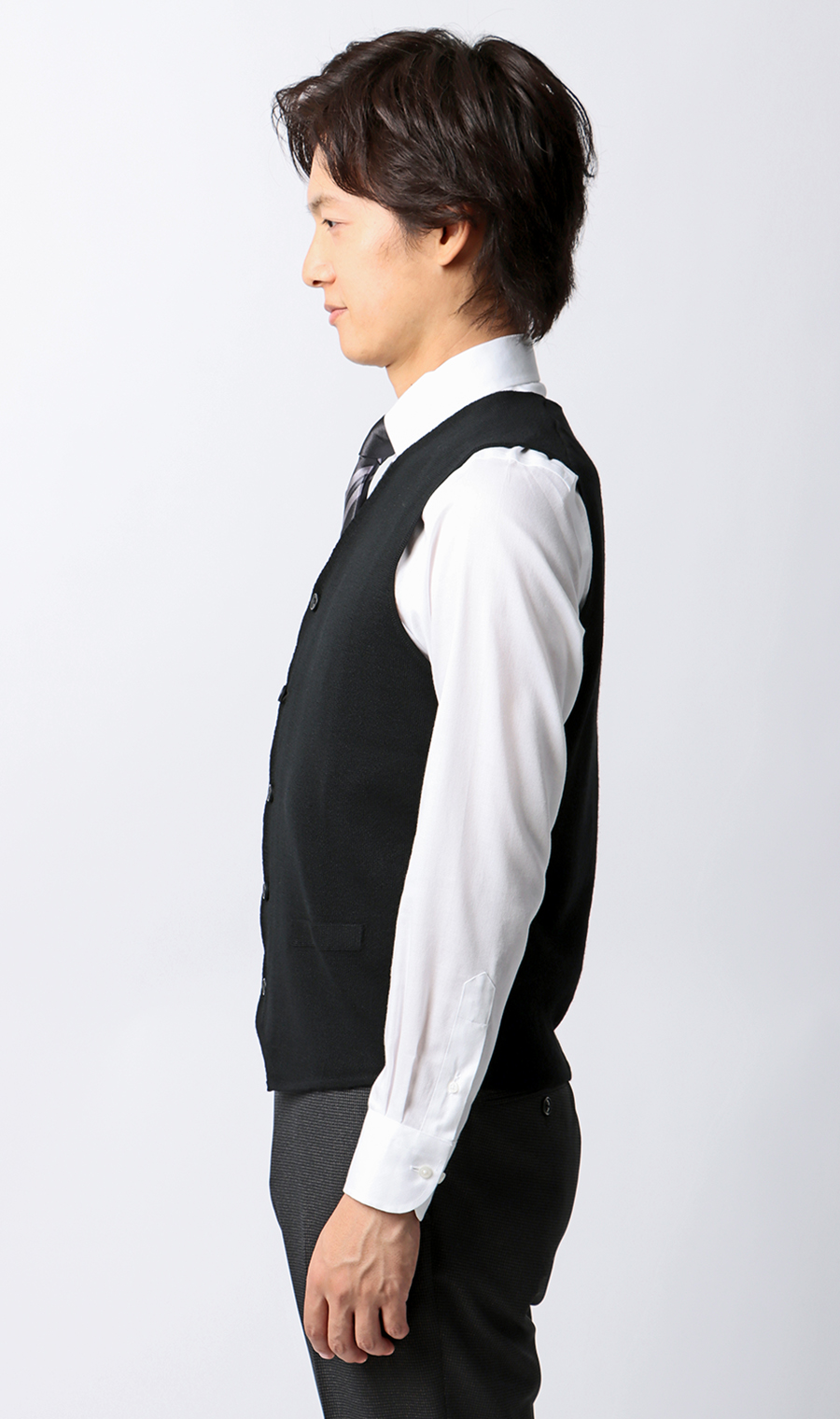 前開きニットジレ【毛玉CLEAR】【＃すごセーター】 ブラック S