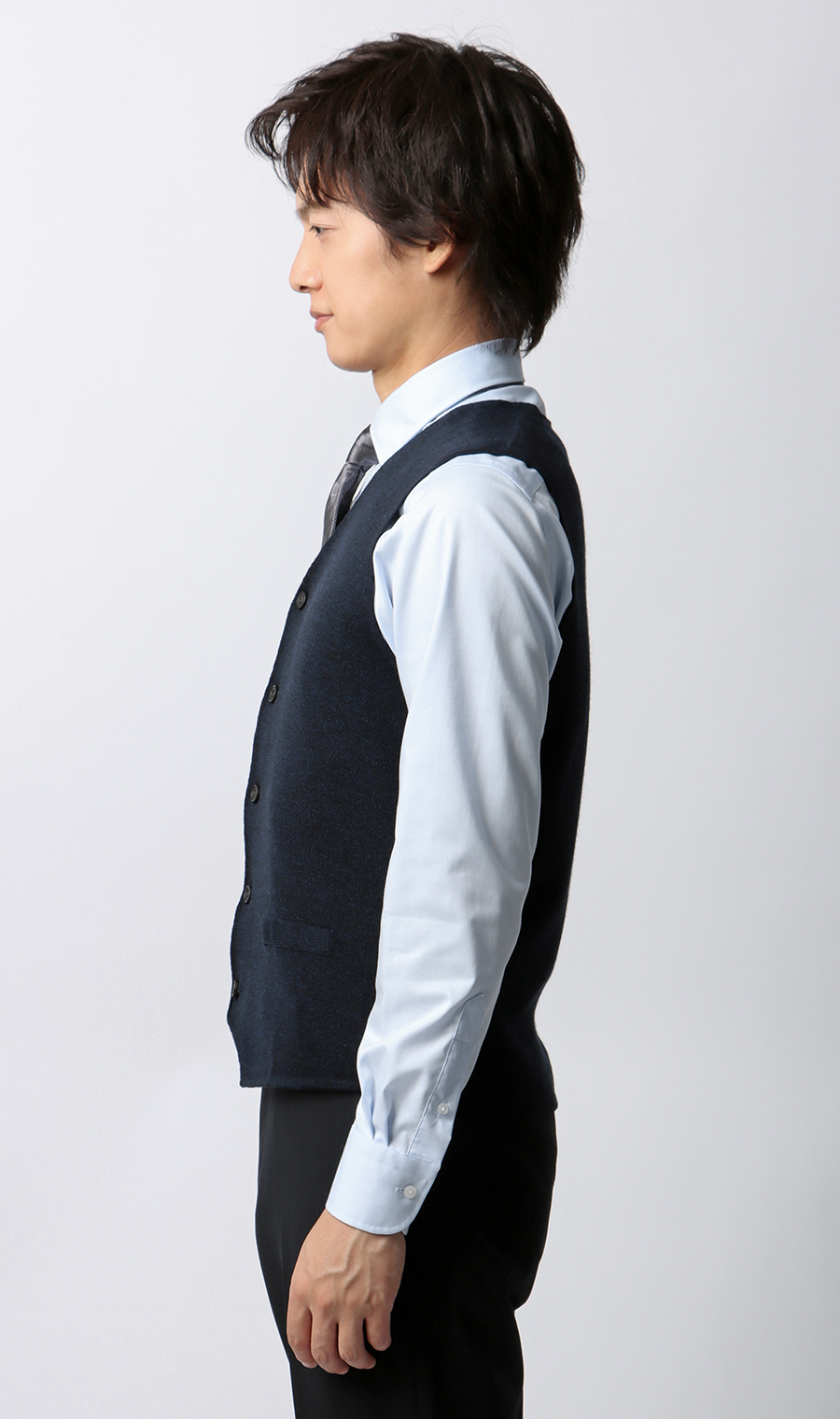 前開きニットジレ【毛玉CLEAR】【＃すごセーター】 ネイビー S