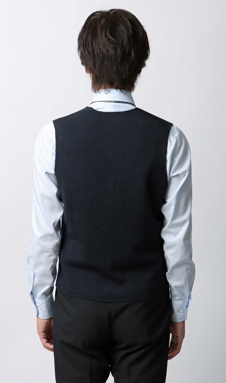 前開きニットジレ【毛玉CLEAR】【＃すごセーター】 ネイビー S