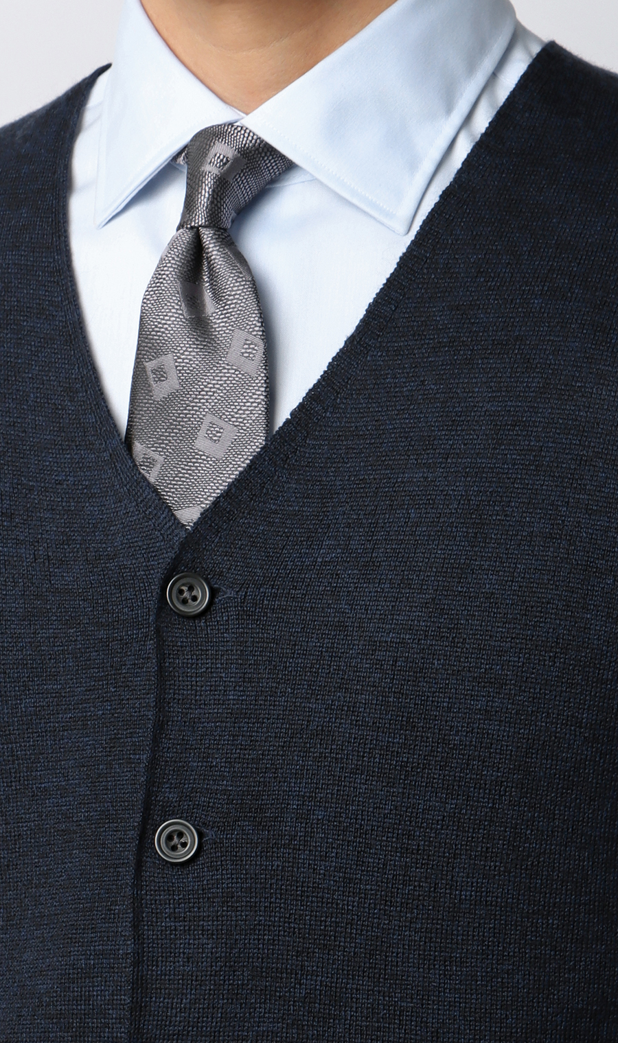 前開きニットジレ【毛玉CLEAR】【＃すごセーター】 ネイビー S