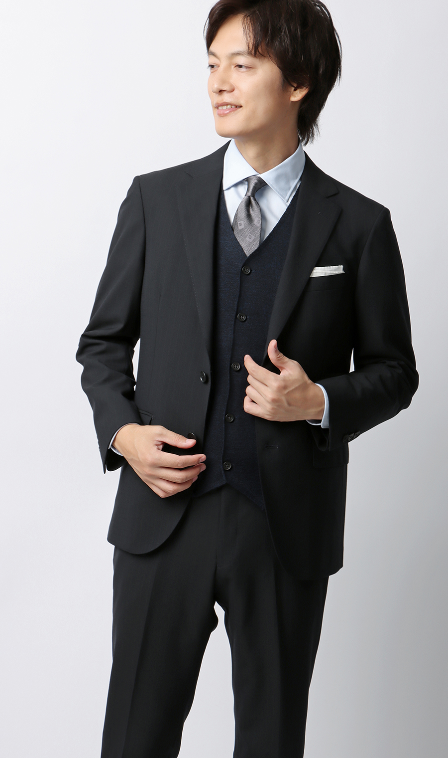 前開きニットジレ【毛玉CLEAR】【＃すごセーター】 ネイビー S