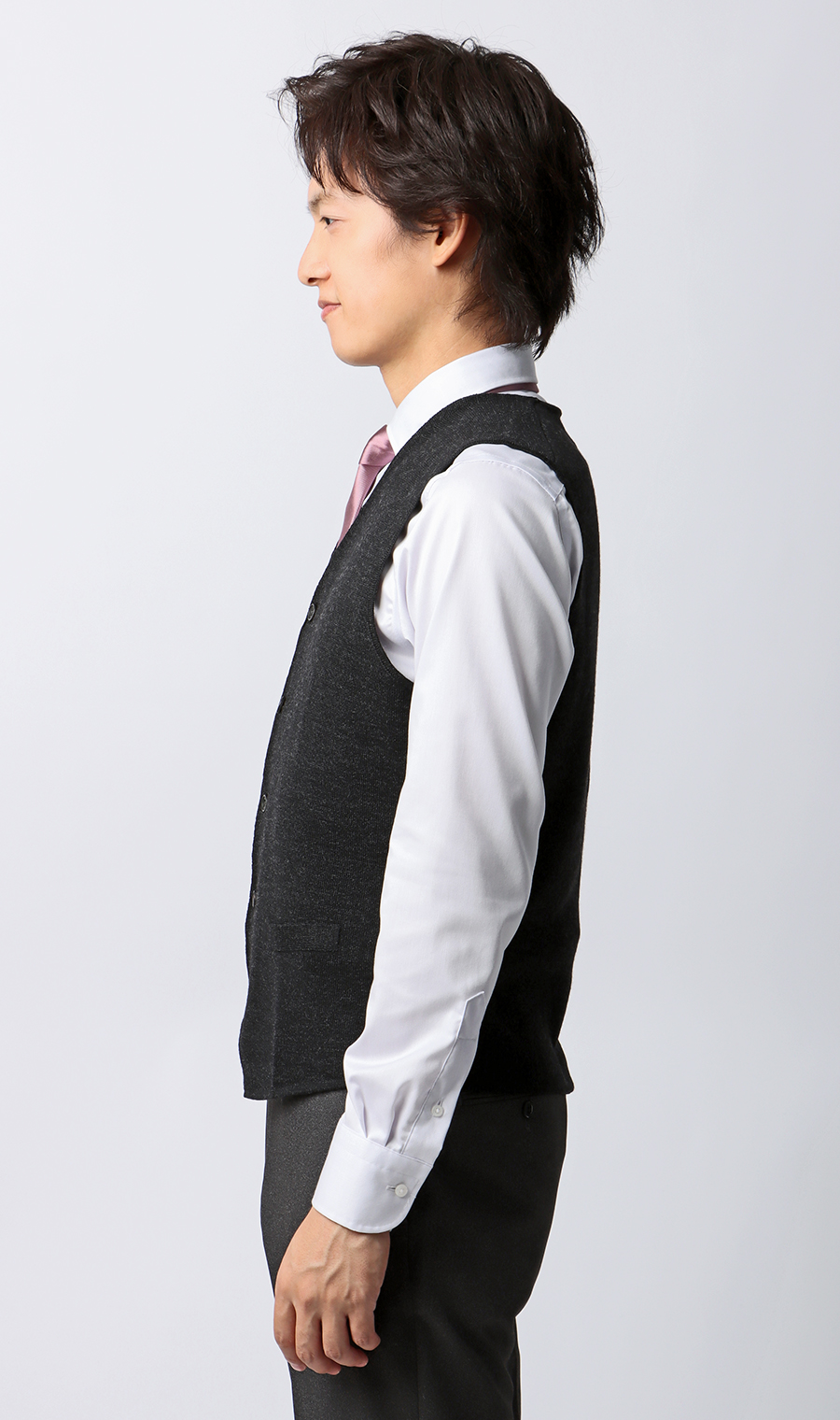 前開きニットジレ【毛玉CLEAR】【＃すごセーター】 チャコール S