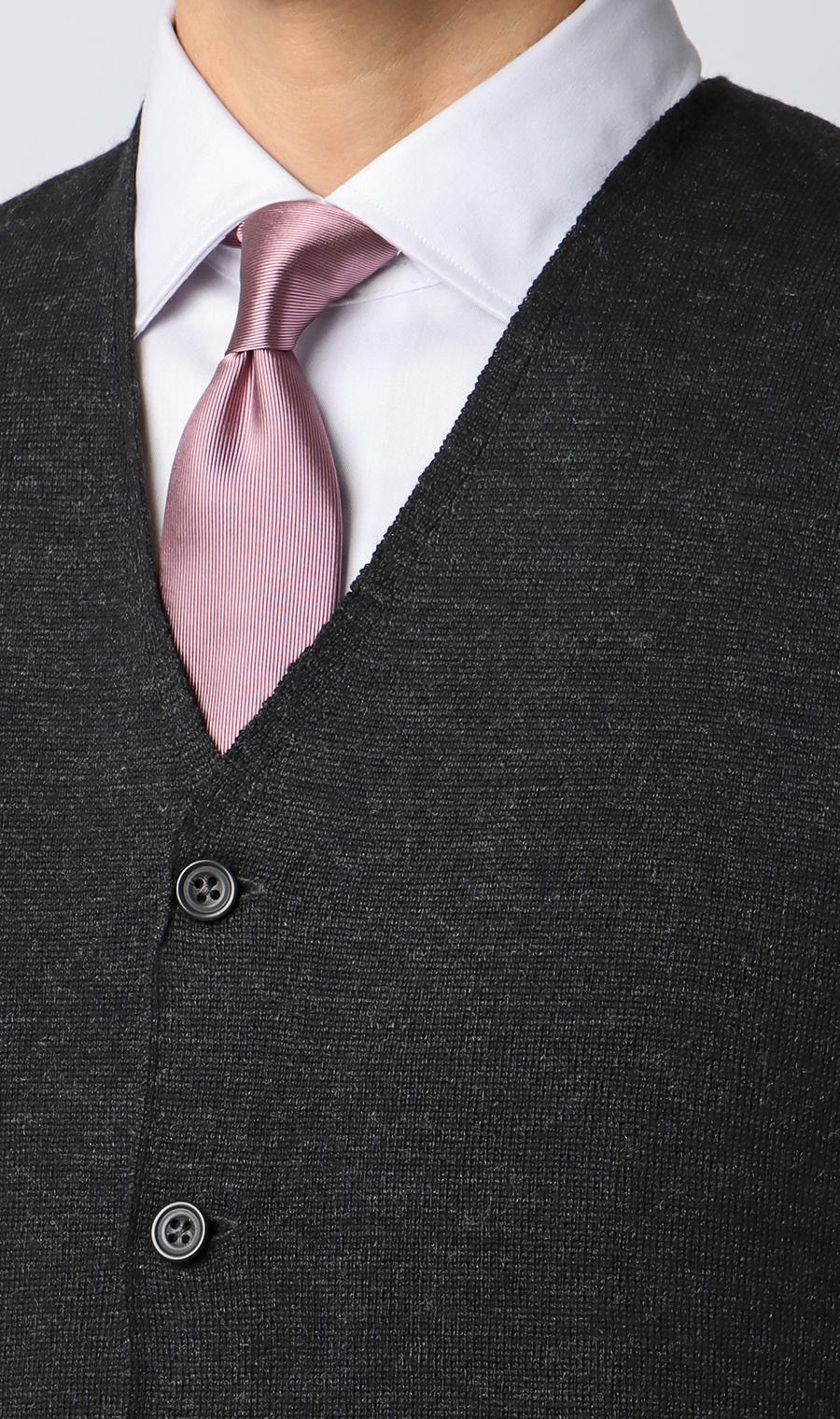 前開きニットジレ【毛玉CLEAR】【＃すごセーター】 チャコール S