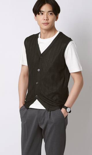 ニットジレ【ヘリンボーン】