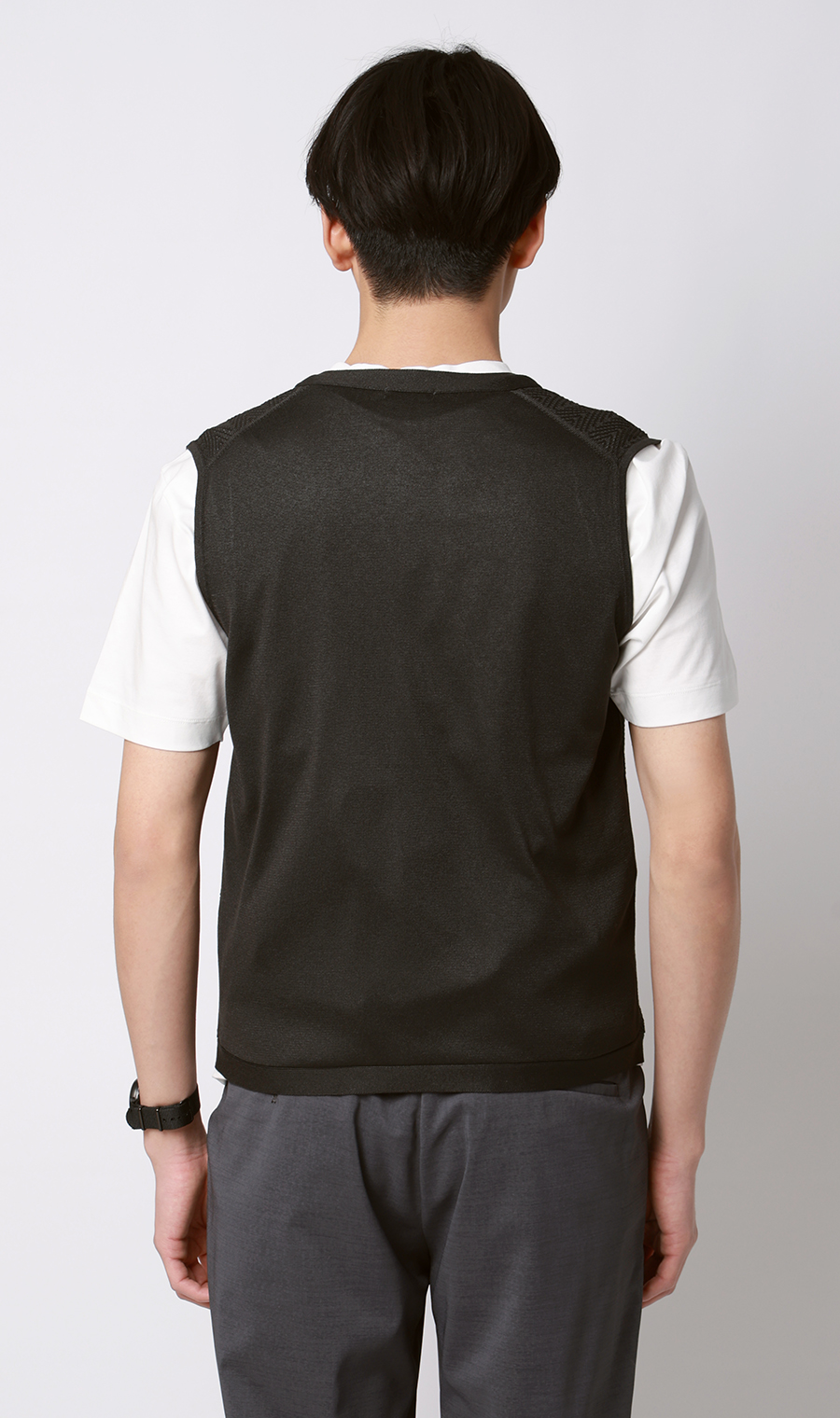 ニットジレ【ヘリンボーン】 ブラック M