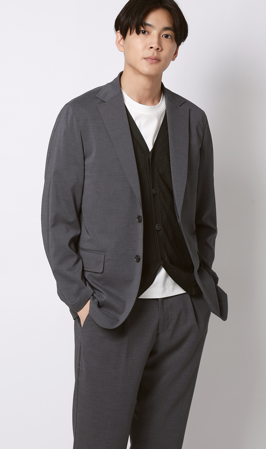 ニットジレ【ヘリンボーン】 ブラック M