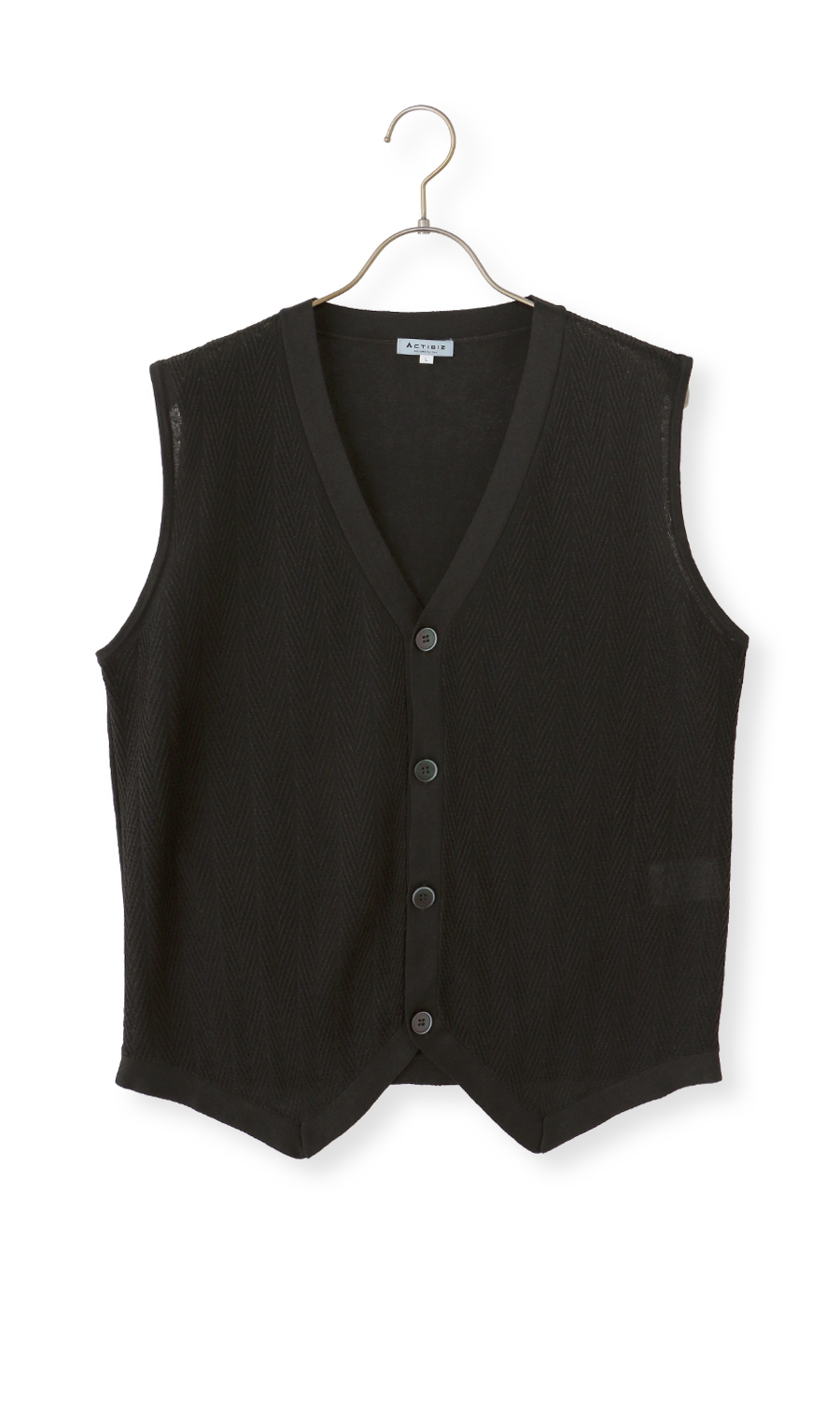 ニットジレ【ヘリンボーン】 ブラック M