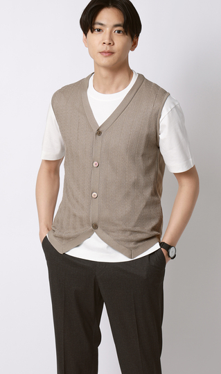 ニットジレ【ヘリンボーン】