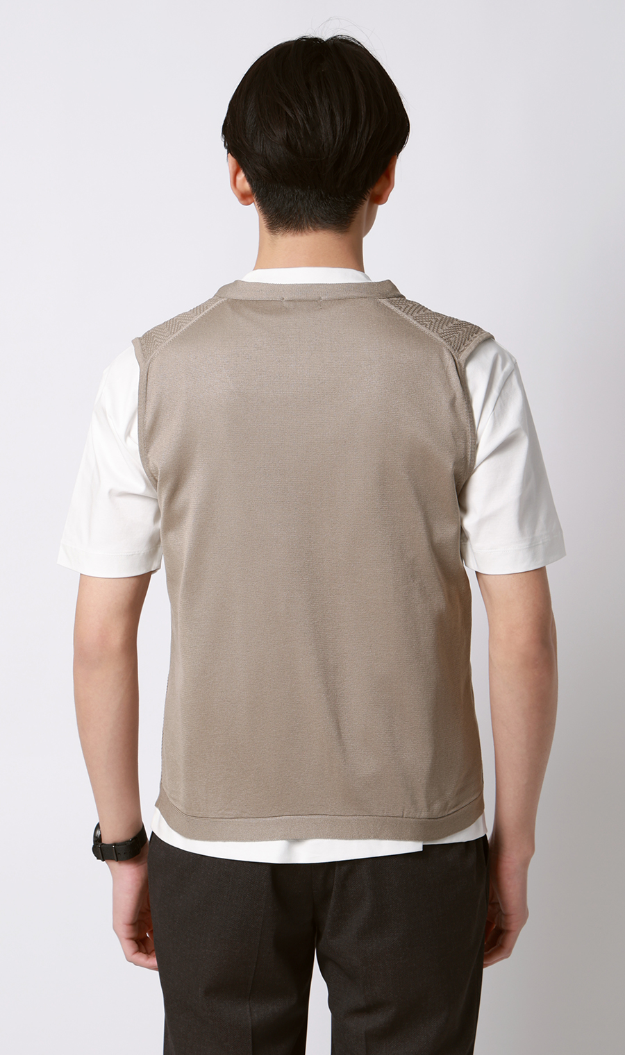 ニットジレ【ヘリンボーン】 ベージュ M