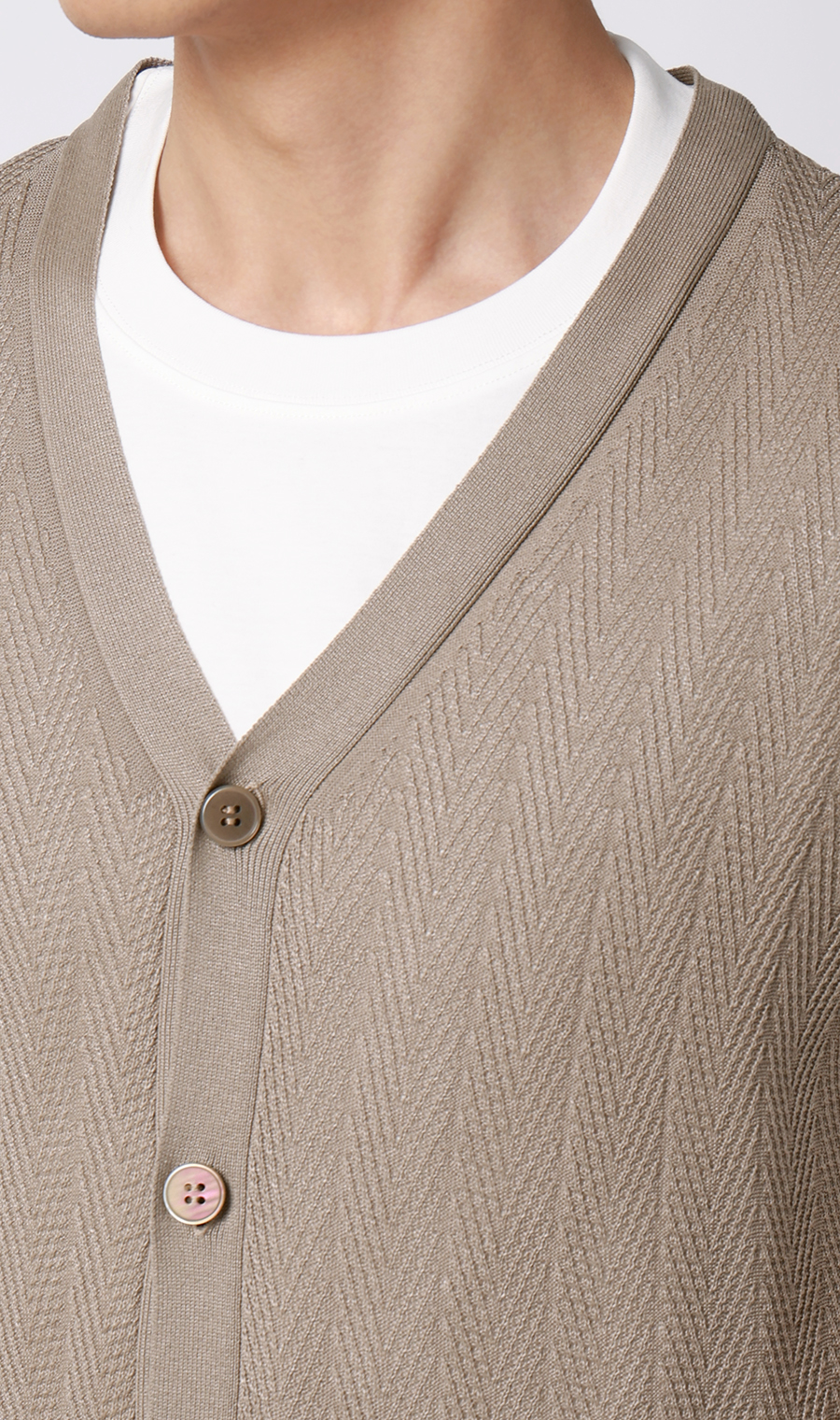 ニットジレ【ヘリンボーン】 ベージュ M