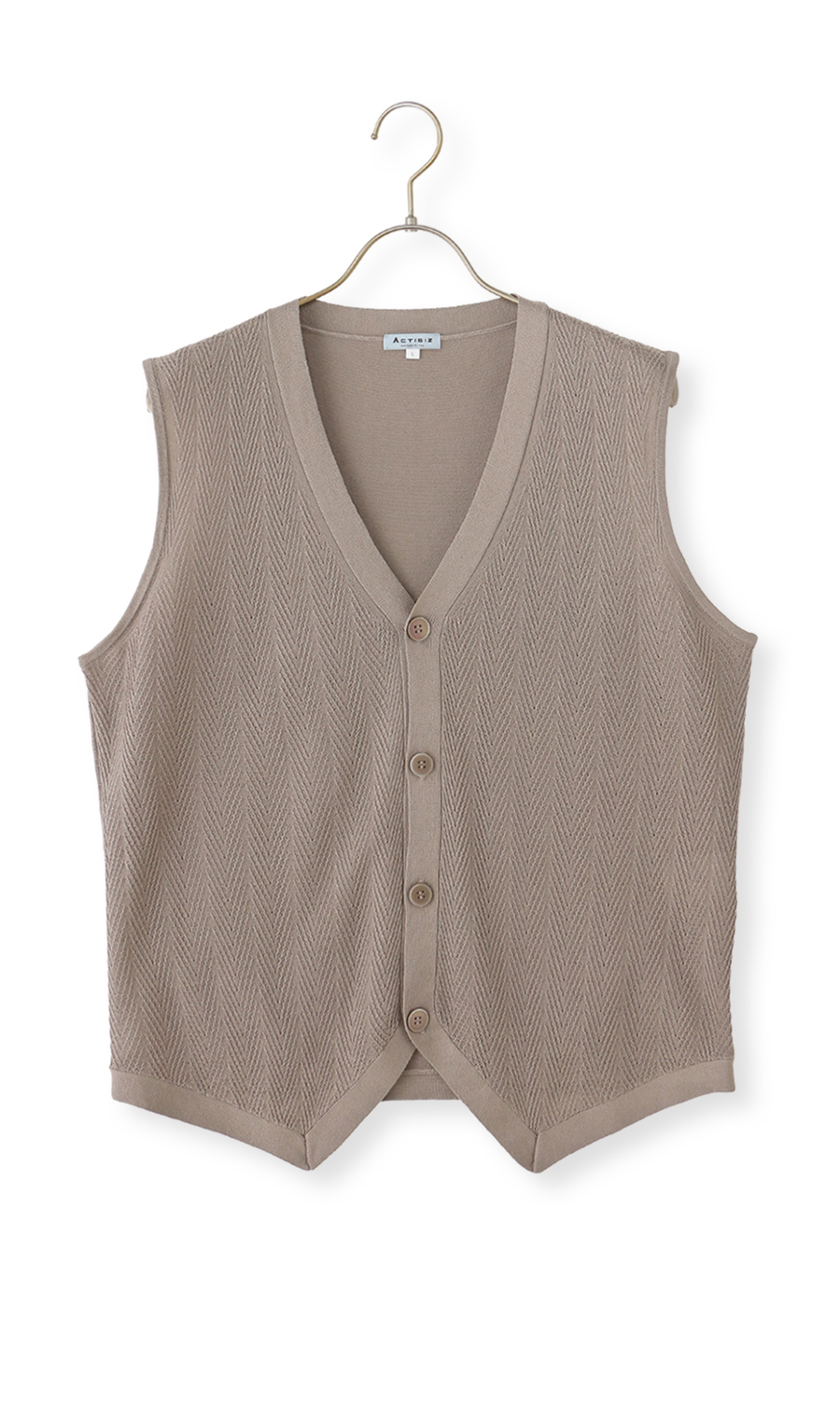 ニットジレ【ヘリンボーン】 ベージュ M