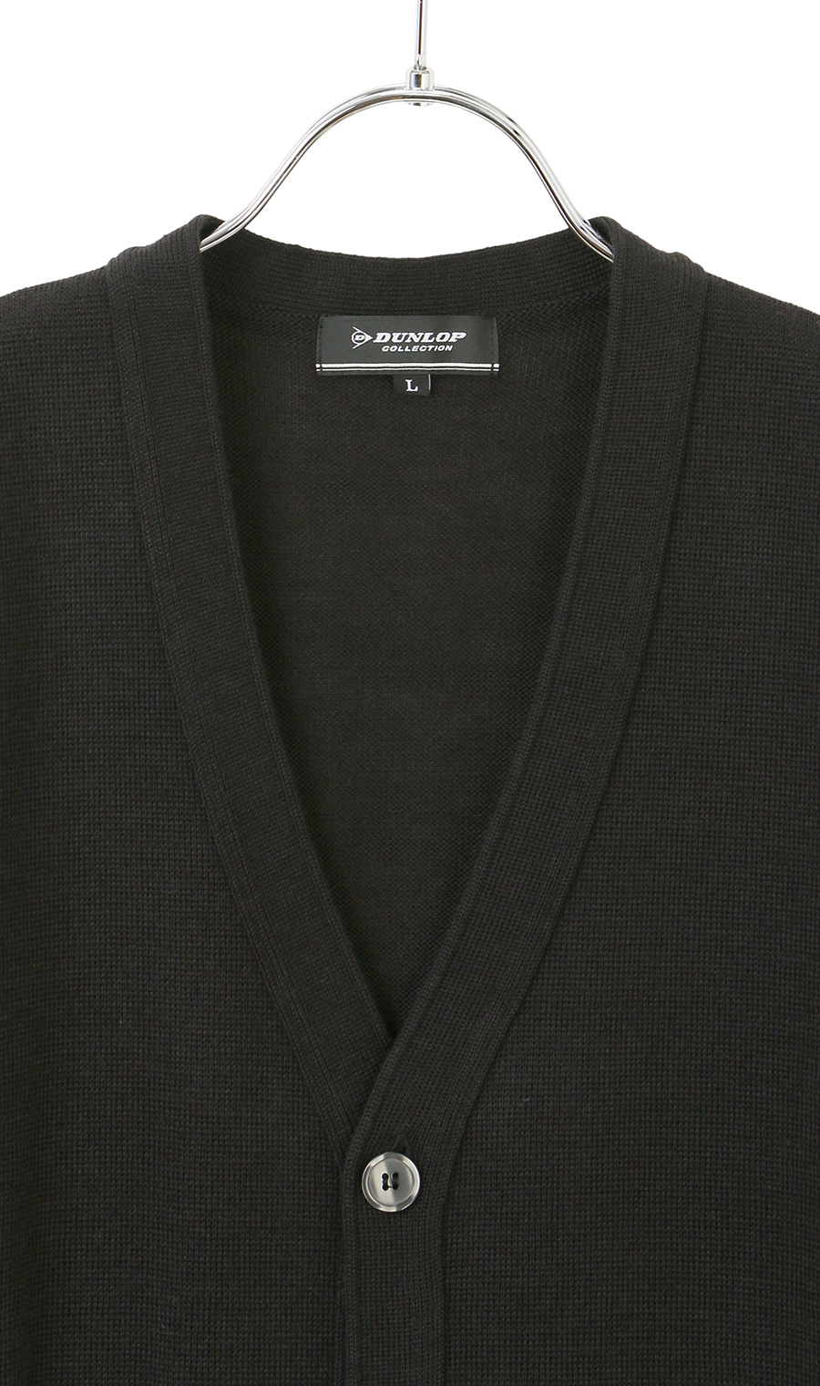 Wジャガード前開きベスト【日本製】 ブラック M