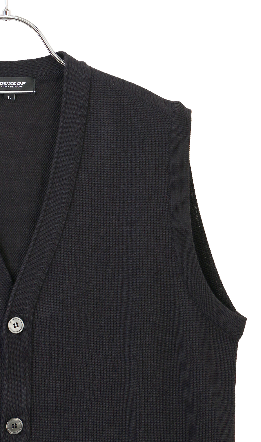 Wジャガード前開きベスト【日本製】 ネイビー M