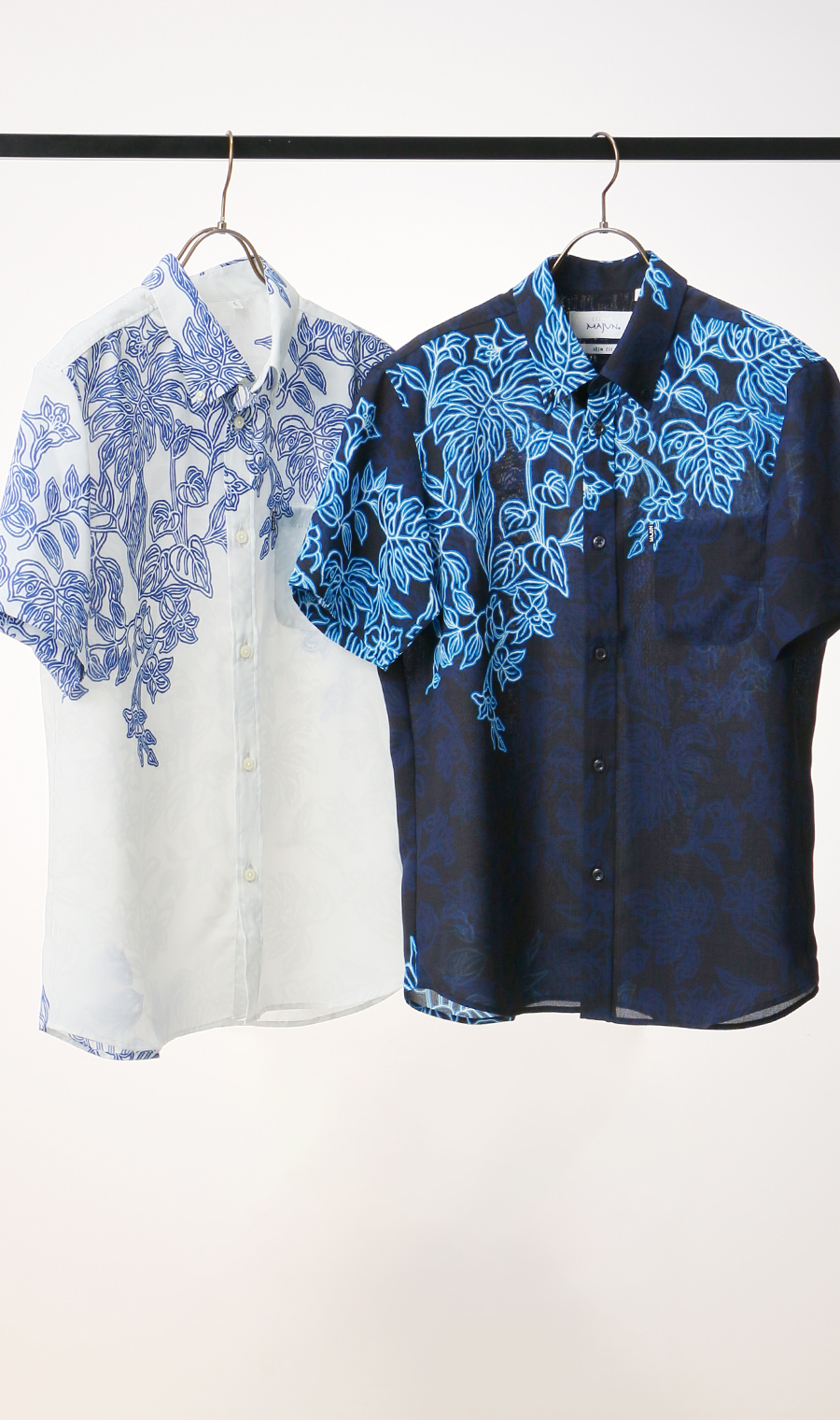 かりゆしウェア【MAJUN】【ネオンカーリー】【WEB限定】 ネイビー M