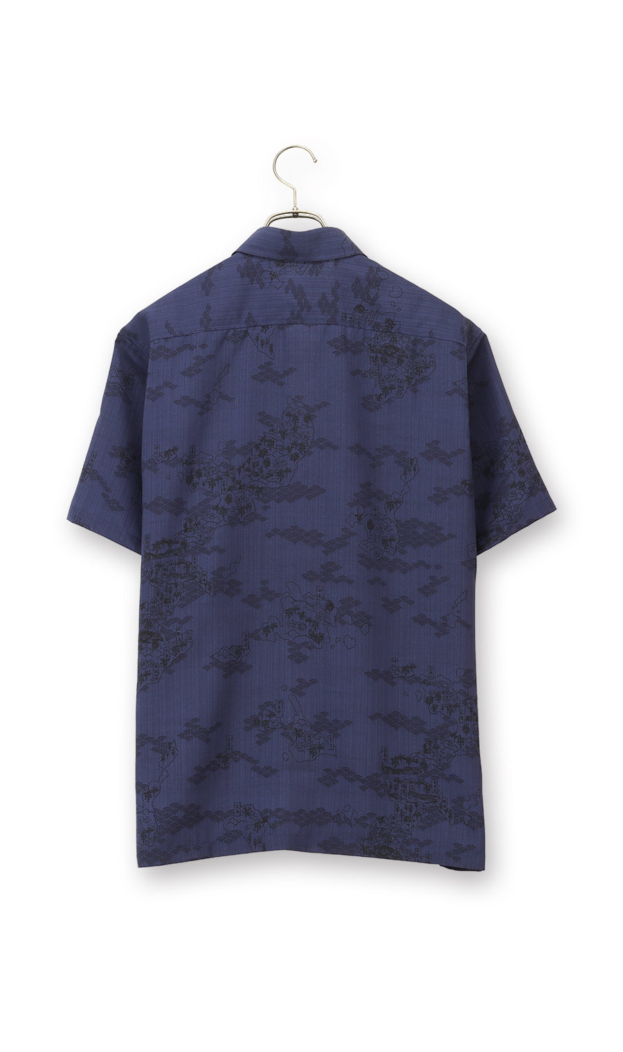 かりゆしウェア【MAJUN】【琉球列島絵図】【WEB限定】 ネイビー系 S