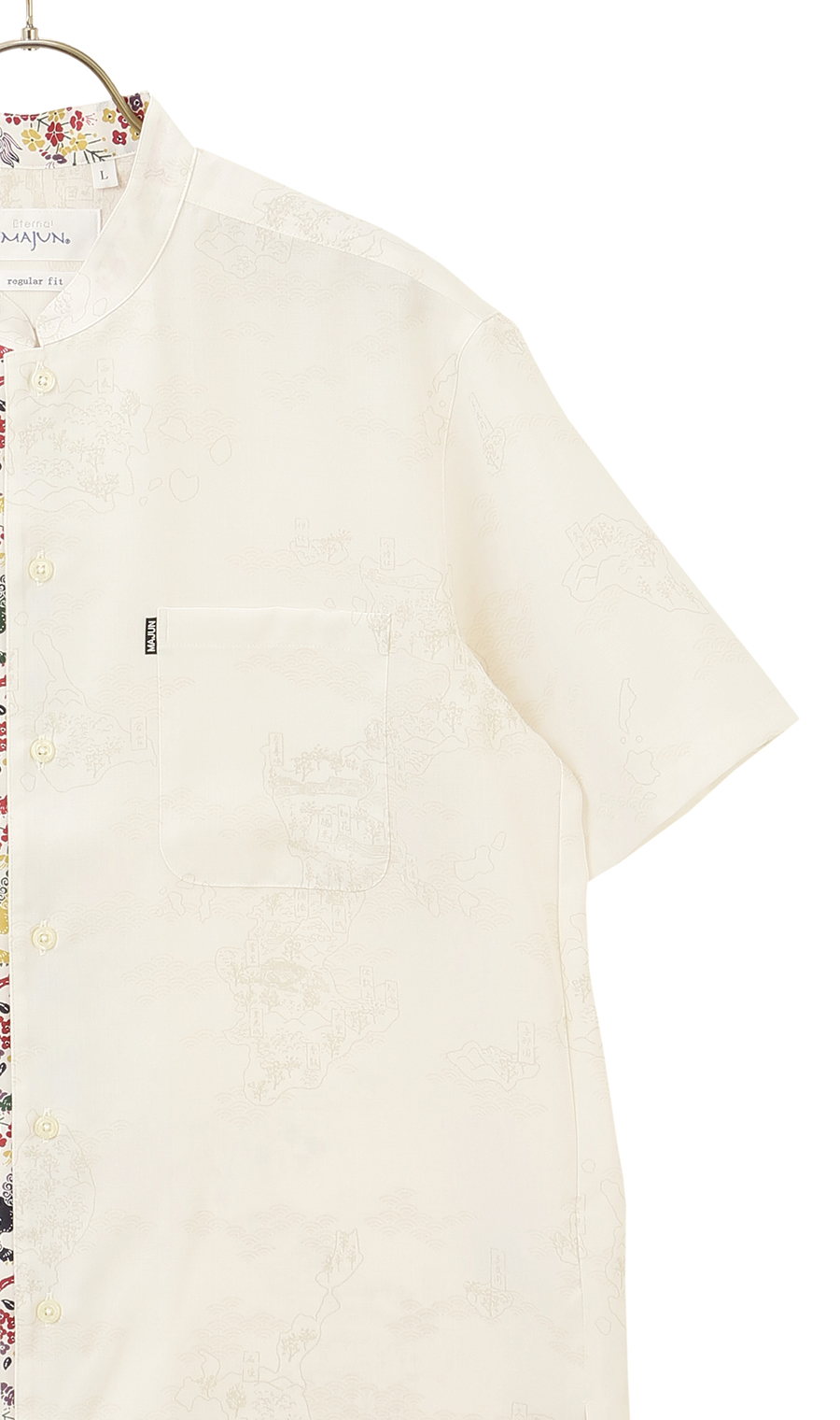 かりゆしウェア【MAJUN】【琉球列島絵図・マオカラー】【WEB限定】 ホワイト S