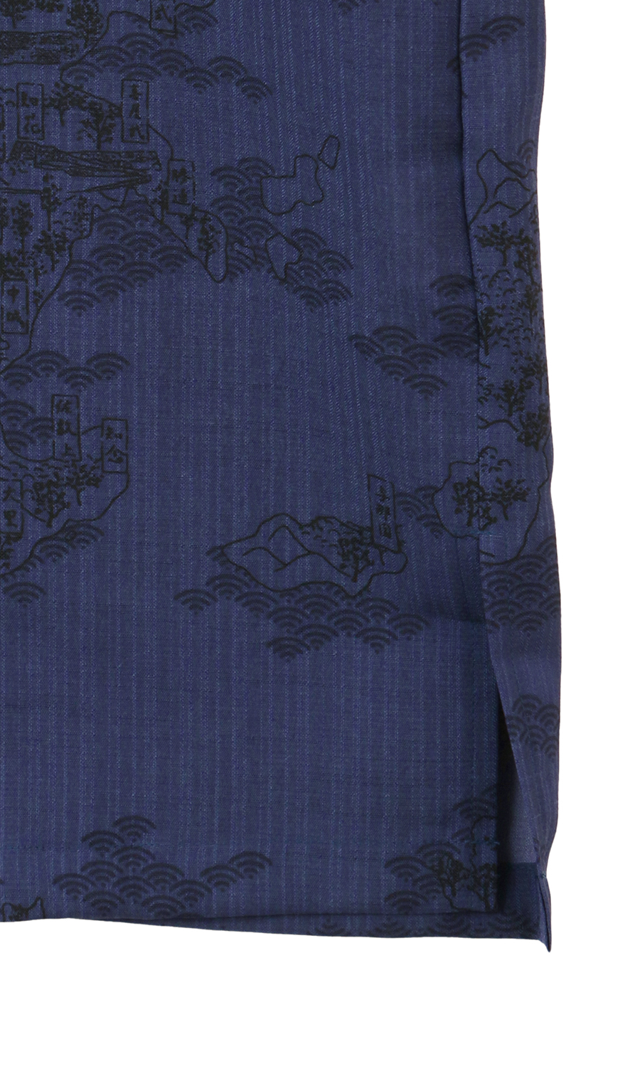 かりゆしウェア【MAJUN】【琉球列島絵図・マオカラー】【WEB限定】 ネイビー 4L