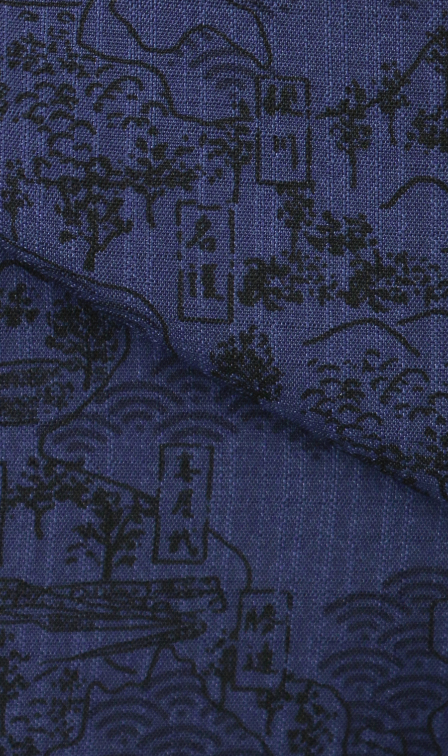 かりゆしウェア【MAJUN】【琉球列島絵図・マオカラー】【WEB限定】 ネイビー 4L