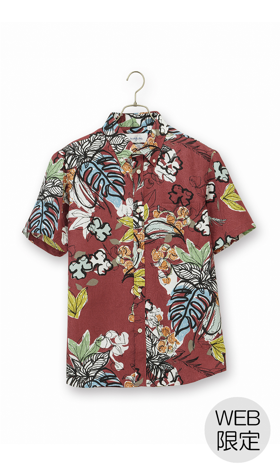 かりゆしウェア【MAJUN】【サマータイム】【WEB限定】 ワイン M