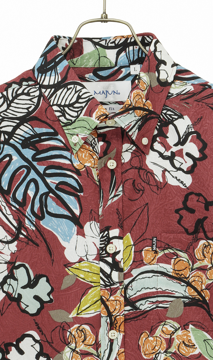 かりゆしウェア【MAJUN】【サマータイム】【WEB限定】 ワイン M