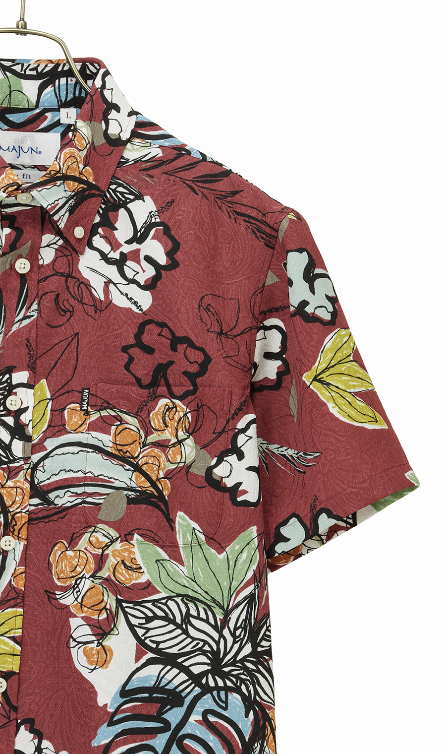 かりゆしウェア【MAJUN】【サマータイム】【WEB限定】 ワイン M