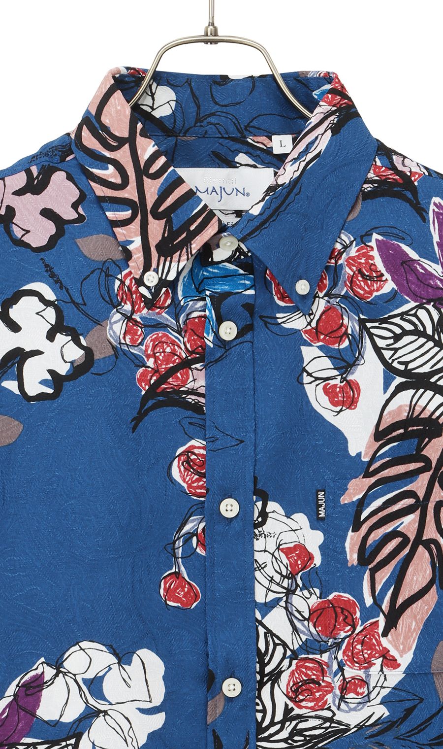 かりゆしウェア【MAJUN】【サマータイム】【WEB限定】 ネイビー S