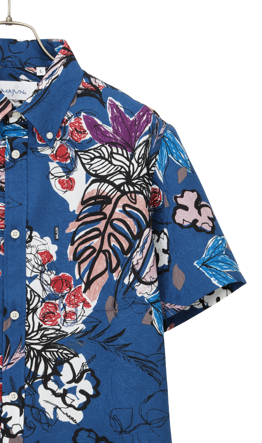 かりゆしウェア【MAJUN】【サマータイム】【WEB限定】 ネイビー S