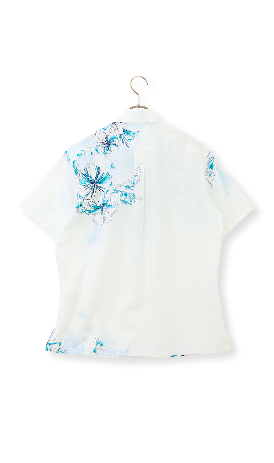 かりゆしウェア【MAJUN】【クリスタリアハイビ】【WEB限定】 ブルー S