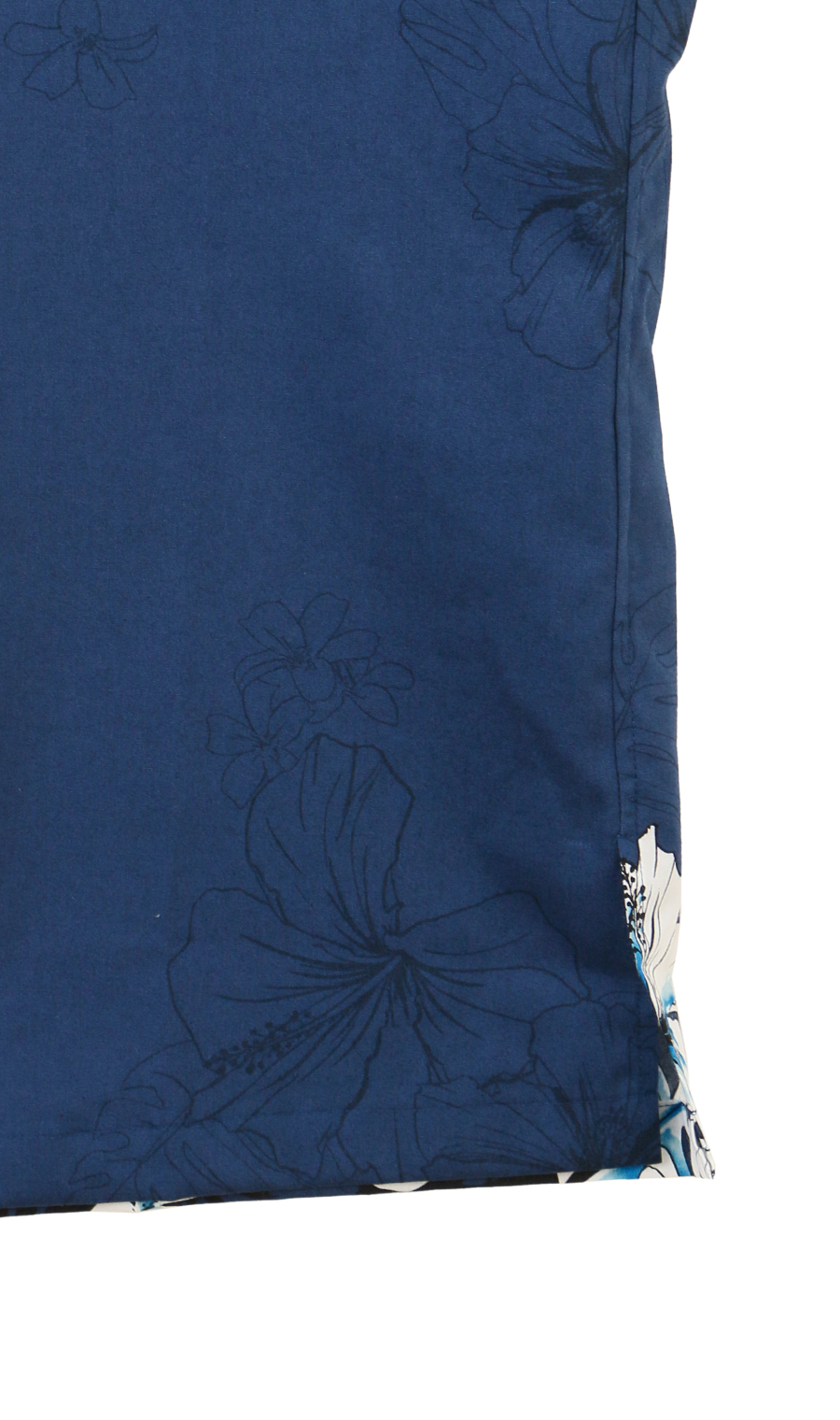 かりゆしウェア【MAJUN】【クリスタリアハイビ】【WEB限定】 ネイビー S