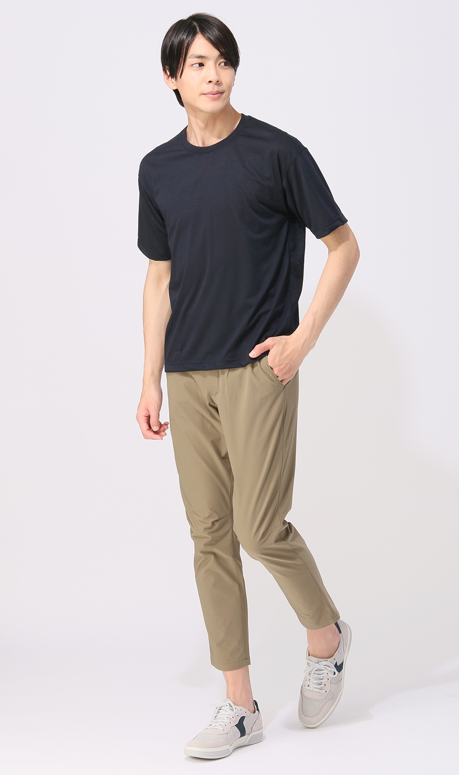 【訳アリ商品】クルーネックTシャツ【ウール混】【すごシャツ】 ネイビー M