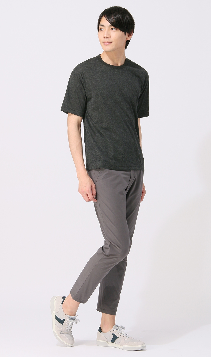 【訳アリ商品】クルーネックTシャツ【ウール混】【すごシャツ】 チャコール M