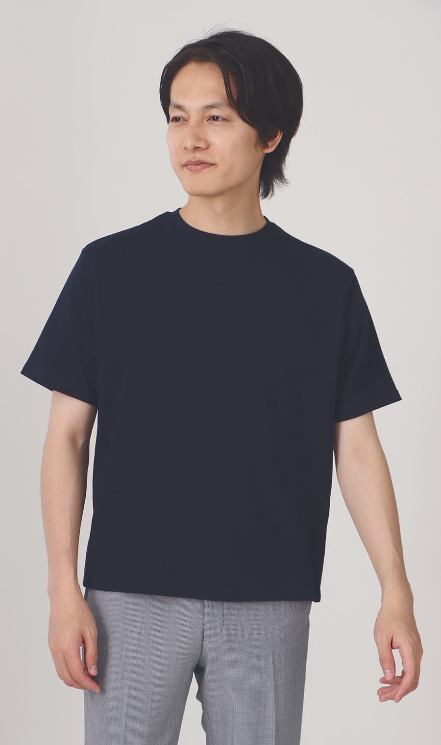 【訳アリ商品】クルーネックTシャツ【半袖】【CONTROLα】 ネイビー L