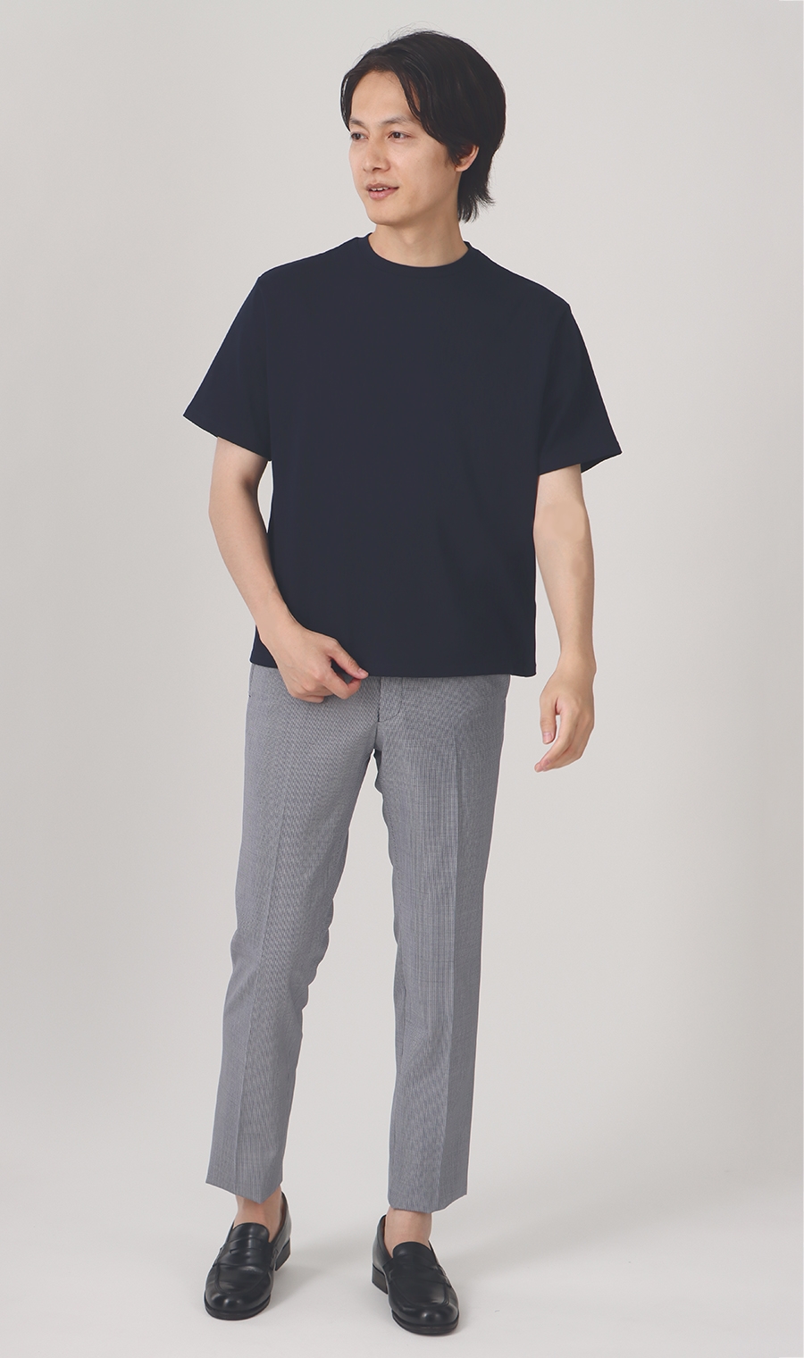 【訳アリ商品】クルーネックTシャツ【半袖】【CONTROLα】 ネイビー L