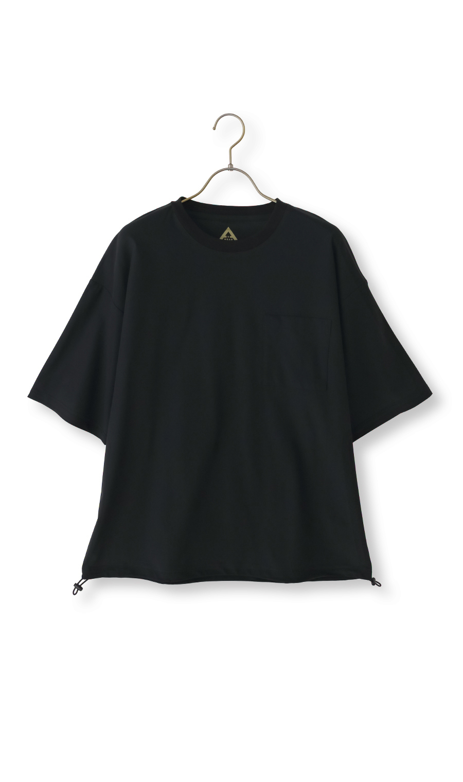 【男女兼用】こおリッチドローコード付きＴシャツ【超接触冷感】【セットアップ着用可】 ブラック S