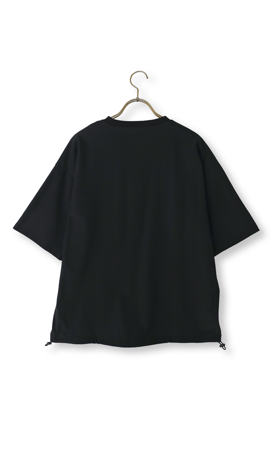 【男女兼用】こおリッチドローコード付きＴシャツ【超接触冷感】【セットアップ着用可】 ブラック S