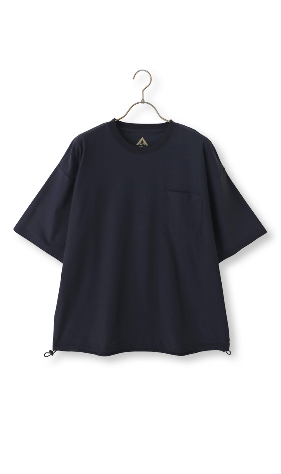 【男女兼用】こおリッチドローコード付きＴシャツ【超接触冷感】【セットアップ着用可】 ネイビー S