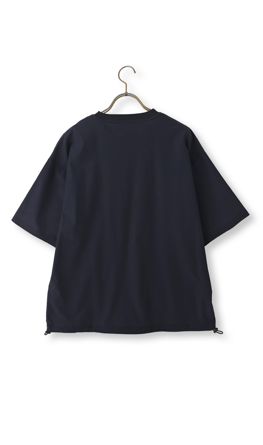 【男女兼用】こおリッチドローコード付きＴシャツ【超接触冷感】【セットアップ着用可】 ネイビー S