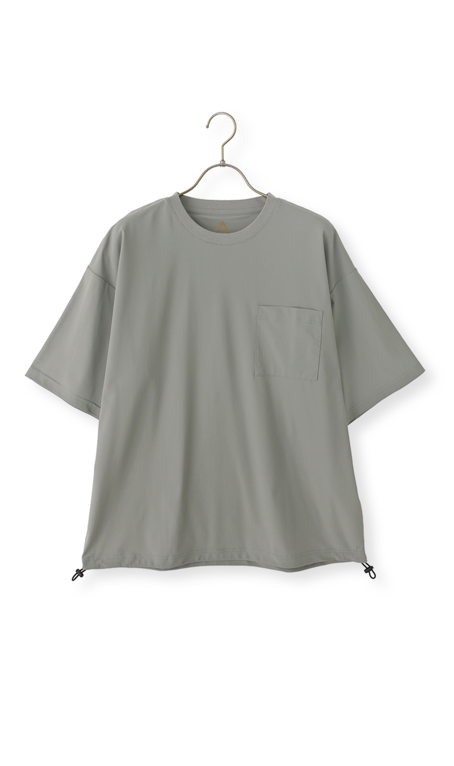 【男女兼用】こおリッチドローコード付きＴシャツ【超接触冷感】【セットアップ着用可】 グレー M