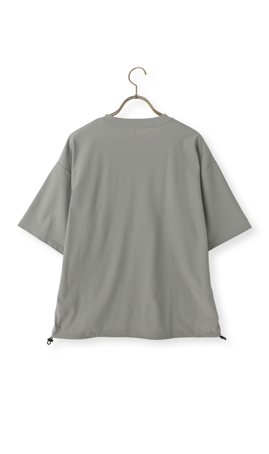 【男女兼用】こおリッチドローコード付きＴシャツ【超接触冷感】【セットアップ着用可】 グレー M