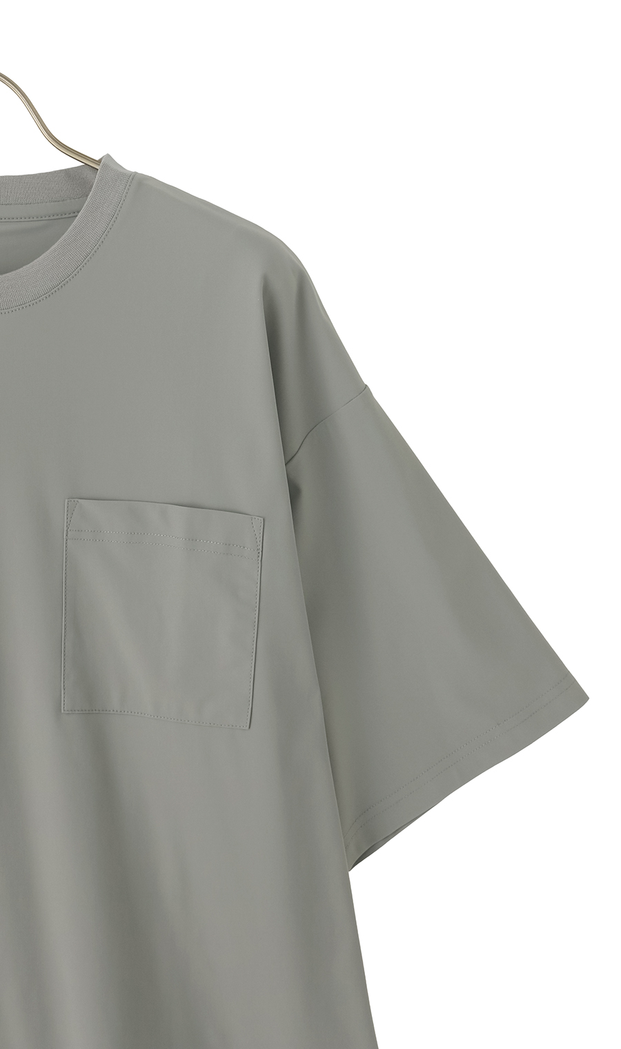 【男女兼用】こおリッチドローコード付きＴシャツ【超接触冷感】【セットアップ着用可】 グレー M