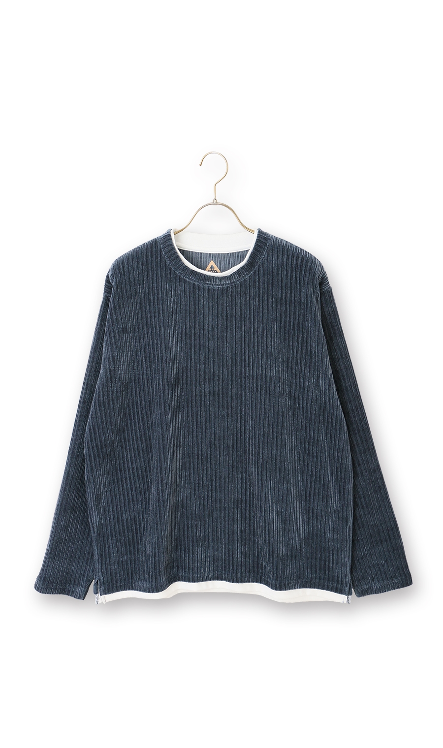 【男女兼用】らくリッチカットモールフェイクロングＴシャツ ネイビー S